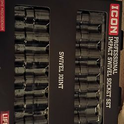 icon impact swivel socket set/ metric