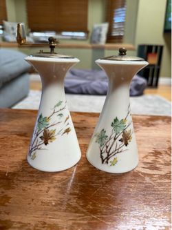 Vintage Lenox Autumn Salt & Pepper Set Pepper Mill Grinder Fine China USA