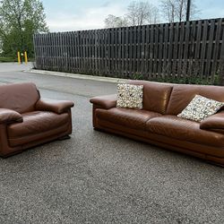 Beautiful Brown Leather Couch and Chair! ***Free Delivery***