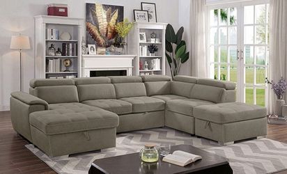 Brand New Ash Brown Sectional Sofa  Storage Sleeper