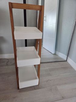 3-Tier Wood and White Storage Shelf