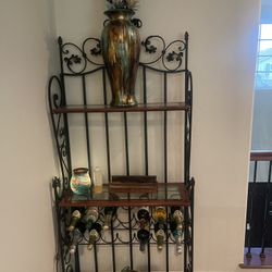 Brown Wood And Iron Wine Rack