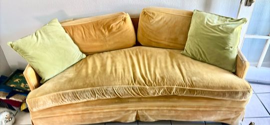 70” Mustard Yellow Velvet Couch / Sofa