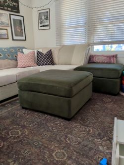 Green Velvet ottoman