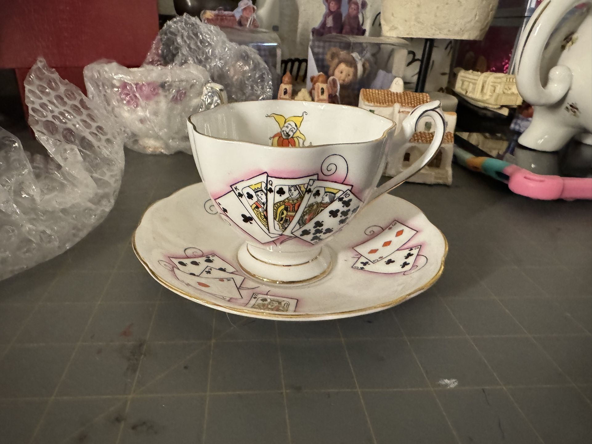 Queen Anne Bone China Lady Luck cup and saucer, 