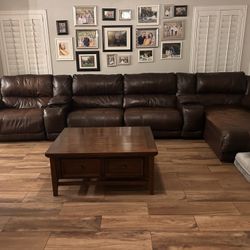 Leather Sectional Couch with Recliner