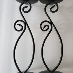 Set of 2 Swirl Pedestal Candle Holders 11" Tall x 3" Wide
