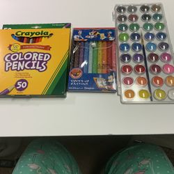 Colored Pencils, Watercolor Paints, Crayons
