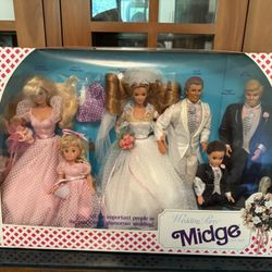 1990 Wedding Party Midge Barbie Dolls Set