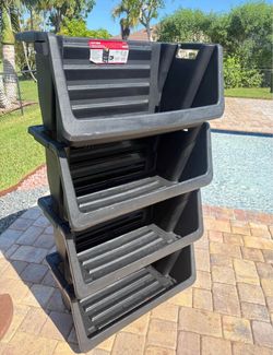 Husky Heavy-Duty Stackable Storage Bins - Set of 4