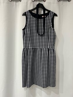 Brooks Brothers Red Fleece Dress 12 Navy Blue White Gingham Check Fit & Flare