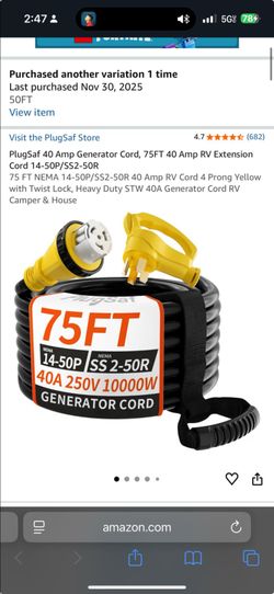 Rv/generator cord 75ft