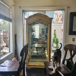 Glass Wood Antique Armoire