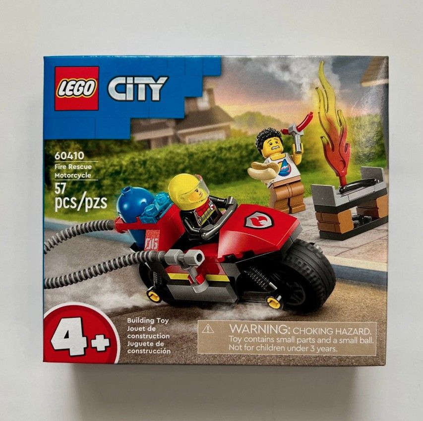 LEGO City Fire Rescue Motorcycle Toy Building Set 60410 New Sealed