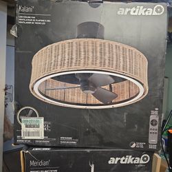 Artika Kalani 24 In. Indoor Black and Rattan Fandelier