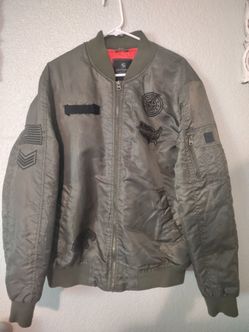 Mens South Pole Jacket Bomber Style Olive Green Sz L