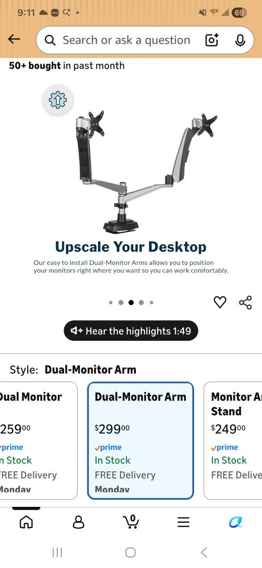 Veridesk Vari Dual Monitor Arm