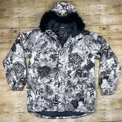 Fox Racing Ski Snowboard Jacket All Over Print Graffiti Mens XL Coat - NWT