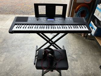 Yamaha PSR-EW310 76-Key Portable Keyboard with stand, seat, headphones