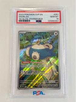 Snorlax PSA 10 Pokemon Black Star Promo 151 Elite Trainer Box ETB