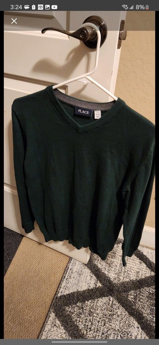 Green V-neck Uniform sweaters 14 And 16 sizes