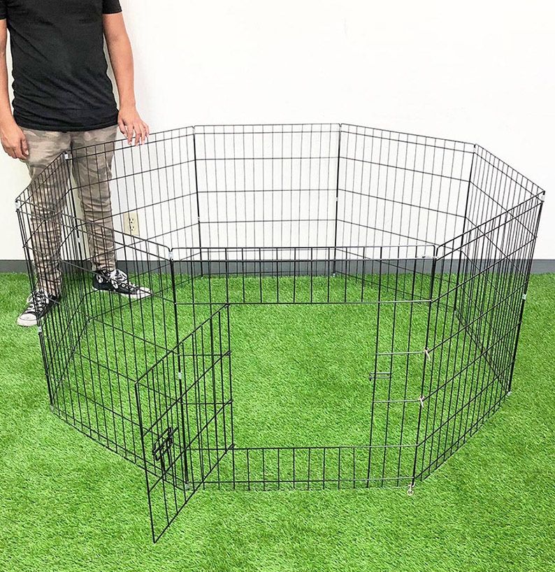 BRAND NEW $39 Dog Playpen 8-Panel, Each Panel 24” Tall X 24” Wide Pet Exercise Fence Crate Kennel Gate