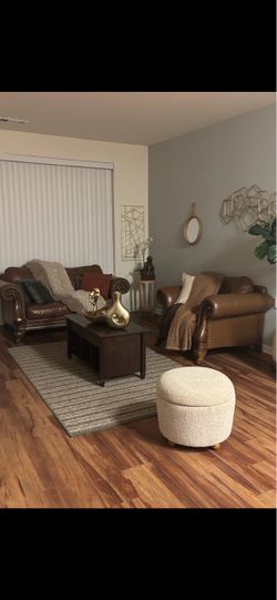 Leather love seat and chair