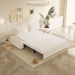 70.1" Queen Pull Out Sofa Bed,3-in-1 Convertible Sleeper Sofa with Side
