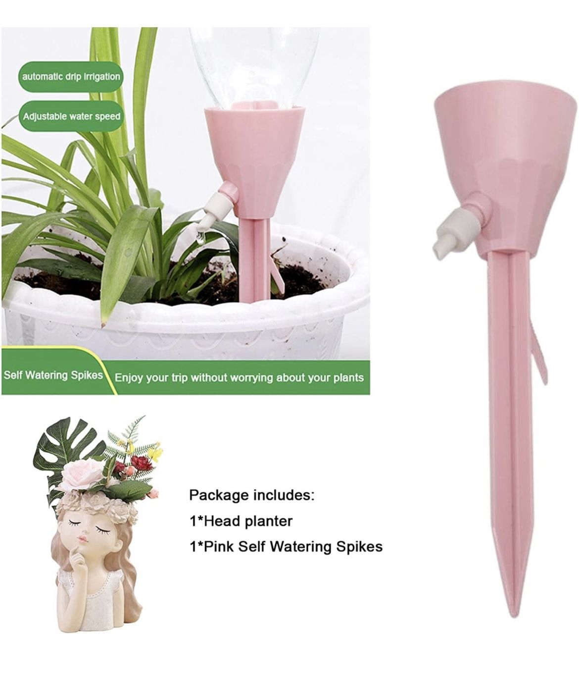 Cute Resin Head Planter, Face Flower Pot with Self Watering Planter Insert, Succulent, Cactus, Air Plants Plant Pots with Drainage Creative Decoration