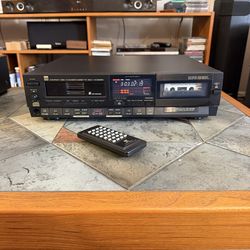 Vintage BSR MCD-8050 6-Disc CD Changer & Cassette Deck Combo + Remote