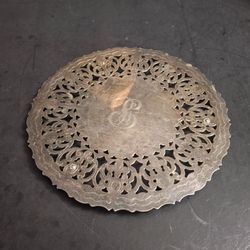 Vintage Mid 20th Century Silver-plated Made In Italy 🇮🇹  Footed Trivet By William Adams - Hallmark On Bottom, W/Intricate Metalwork 7.5"