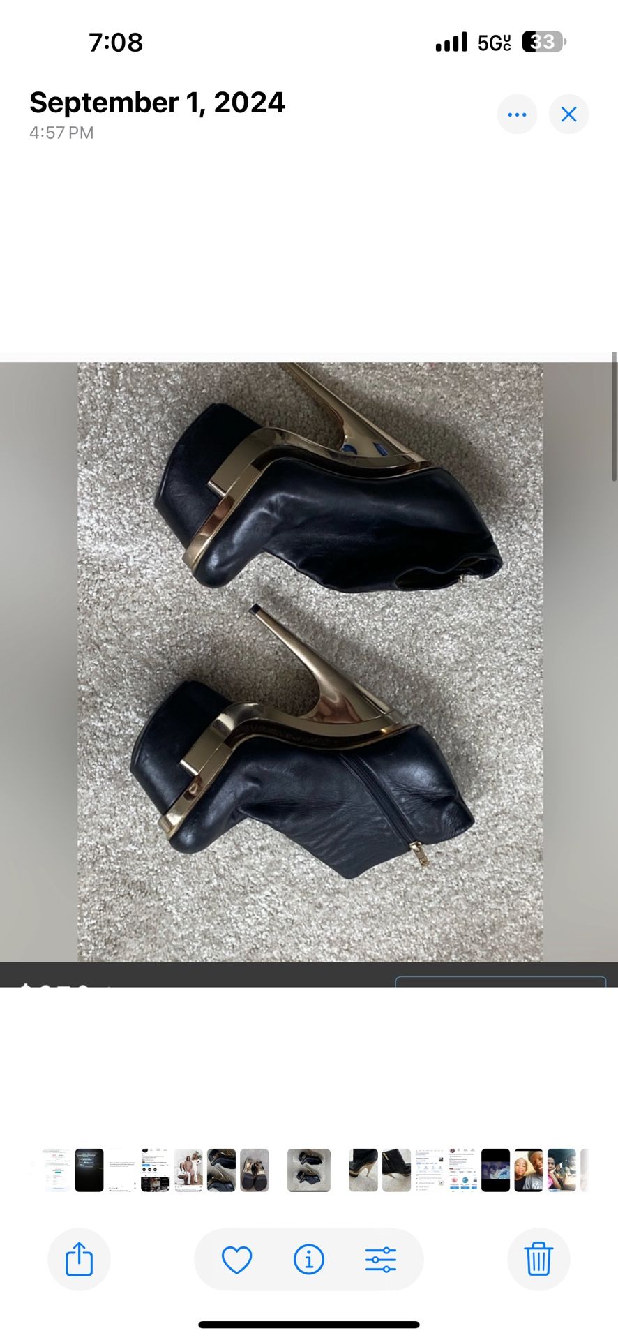 Women’s Versace Vintage Bootie Size 38 Womens 8 used Black leather With Gold Hardware