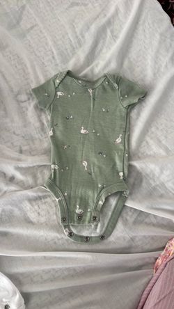 Newborn Baby Onesie Green Duck Print