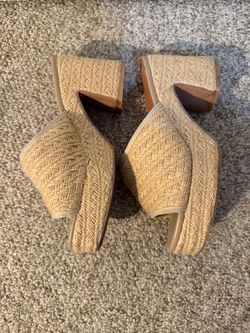 ASOS Design Woven Raffia Platform Mule Sandals, Wide Fit US 8
