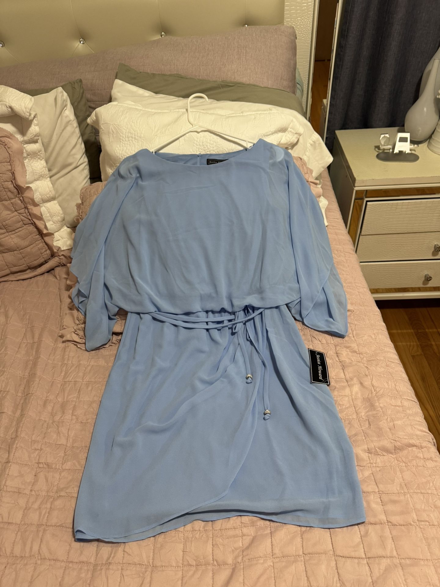 Jessica Howard Blue Chiffon Dress Size 12 Or Large , New Whit Tags 