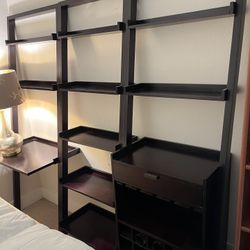 3 Piece Leaning Desk. Shelves, Wine Bar