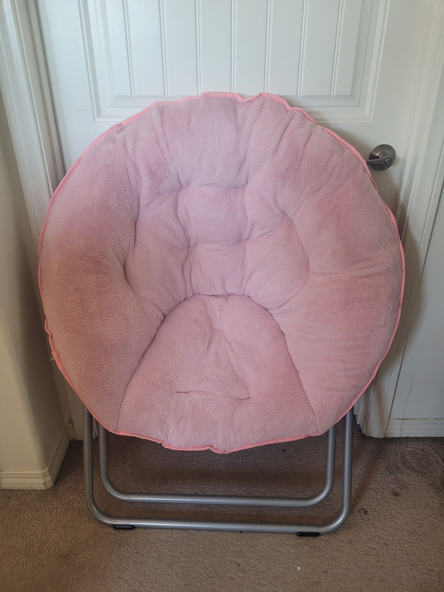 Two Foldable Pink Round Chairs