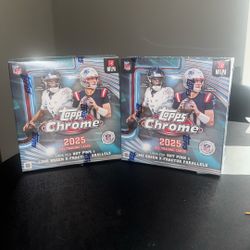 2025 Topps Chrome NFL Football Trading Cards Mega Box Factory Sealed