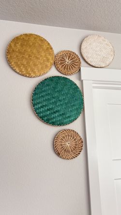 NIB Bamboo Wall Decor Basket Set 