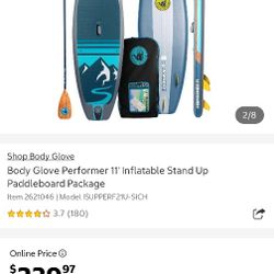 Body Glove Performer 11’ Inflatable Stand Up Paddle Board Package