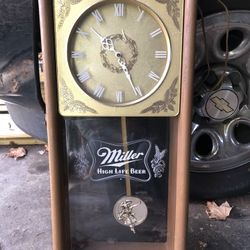 1980 Miller Wall Clock with Pendulum -25x11.5x4.75