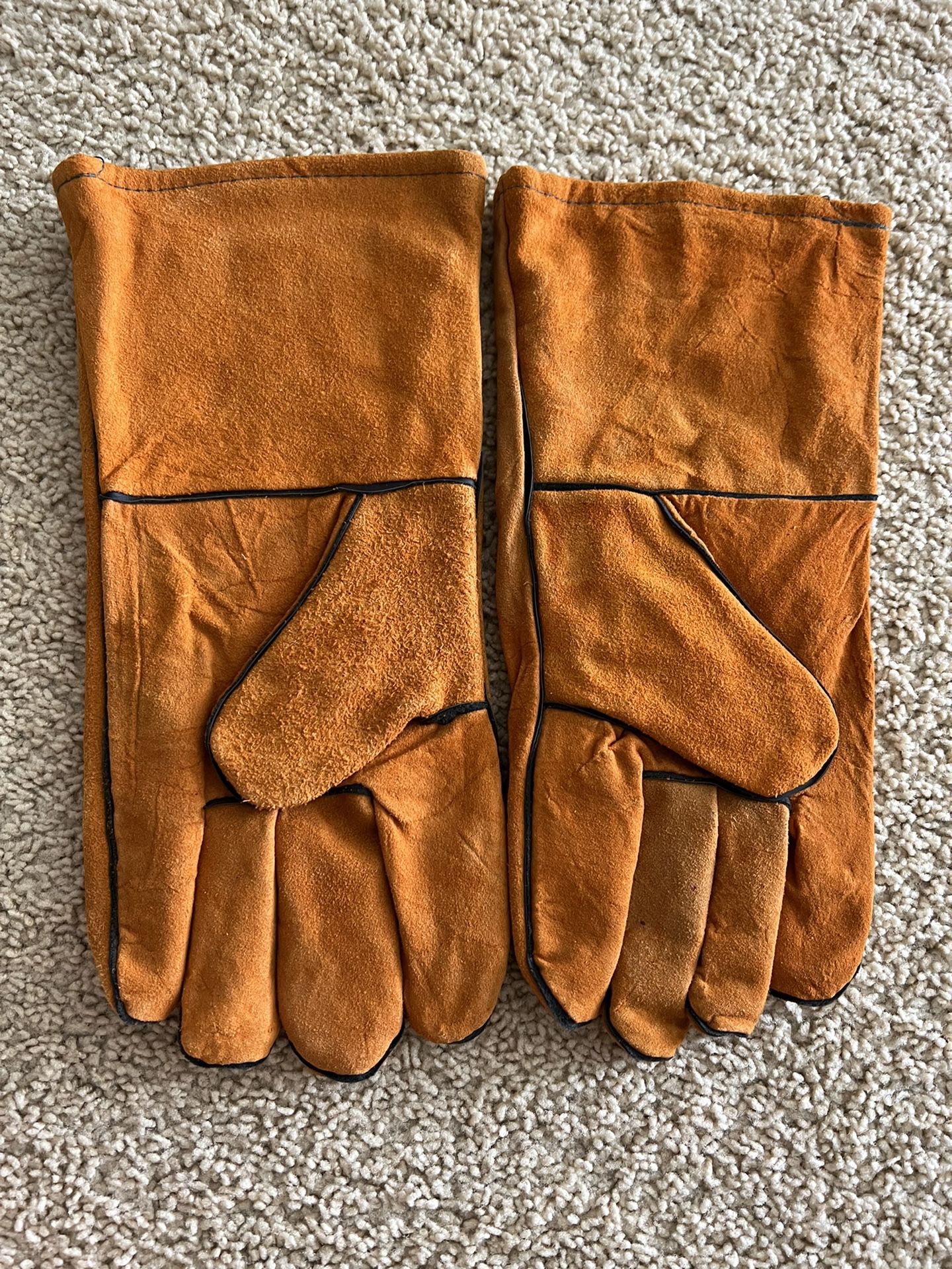 Leather Men's Welding , Extra Length Leather Gloves | BBQ Grilling Gloves | Great for Cooking | Protects Hands from Heat | Rugged but Comfortable
