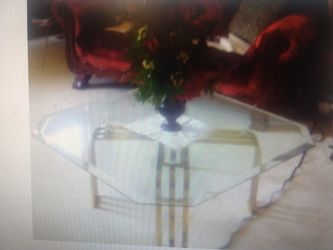 Glasstop Heavy Brass Coffee Table