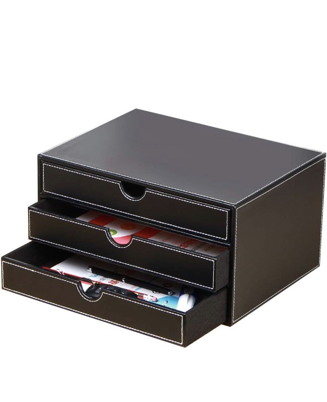 YAPISHI Leather Desk Organizer with 3 Drawers