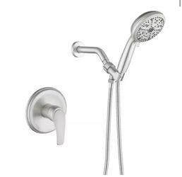 FORCLOVER Single Handle 10-Spray Wall Mount Shower Faucet 1.8 GPM with Pressure Balance Anti Scald in. Brushed Nickel @E1-91