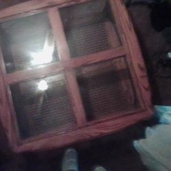 Big Wooden With Glass Inlay Coffee Table