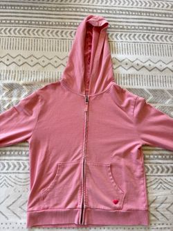 Girls Cat and Jack Pink Zip-Up Hoodie with Heart Detail