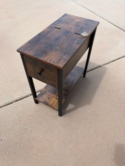Rustic Industrial Side Table with Drawer
