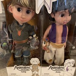 Kristoff and Aladdin Animator Baby Doll 18” Disney 