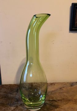 Beautiful heavy large lime green modern vase.